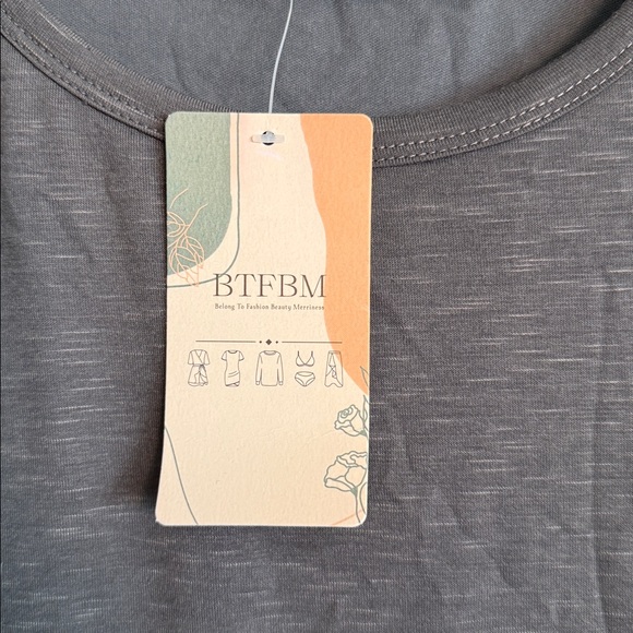 BTFBM Charcoal Long Sleeve Dress With gathered side for a flattering look - Picture 3 of 6